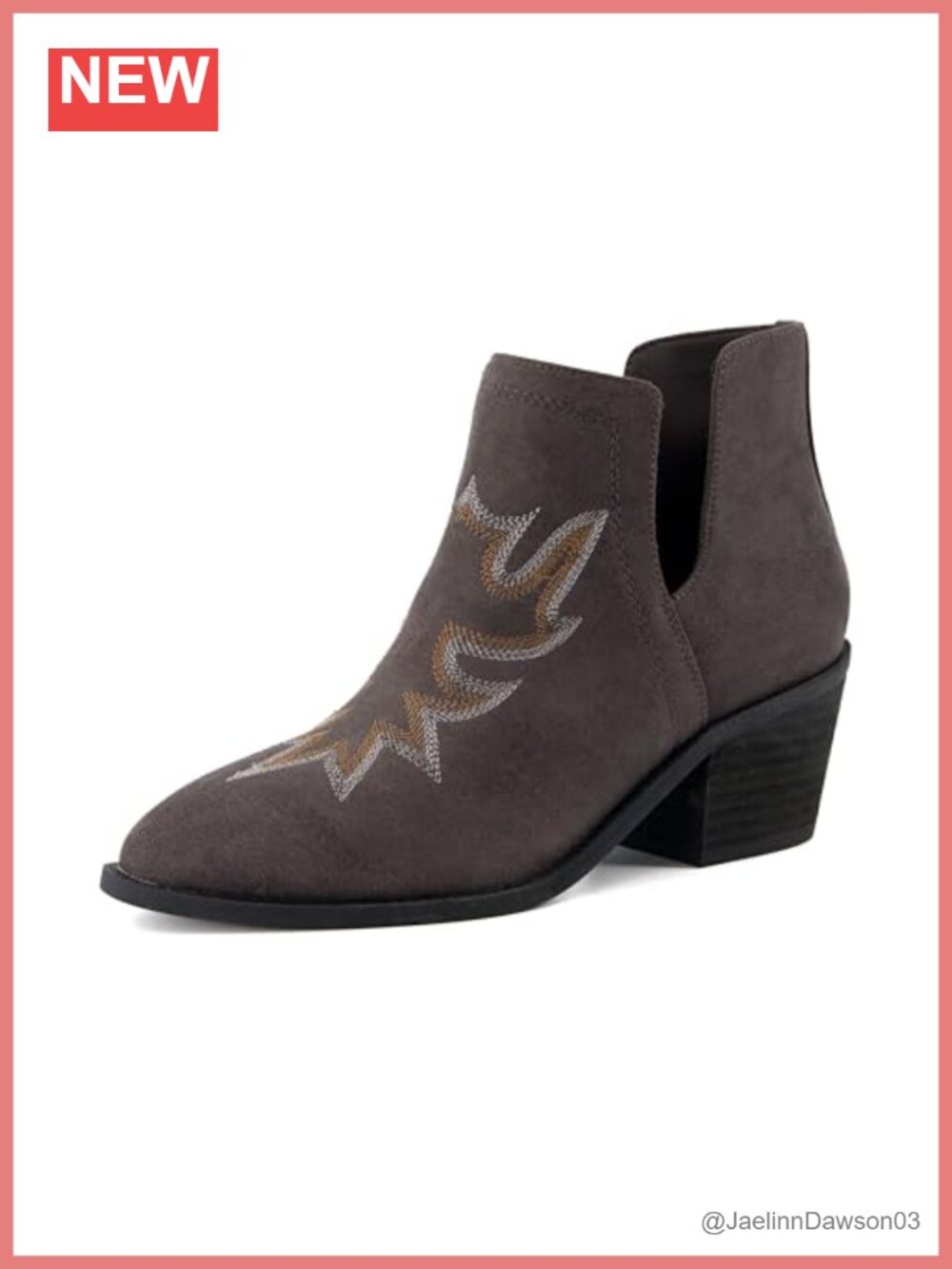 Western Bootie Faux Leather Memory Foam Ankle Heeled Boots